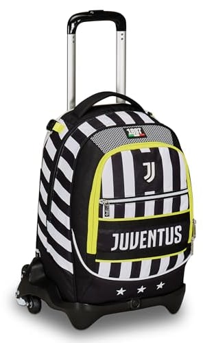 Seven Trolley Scuola Jack 3 Ruote, Bianco e Nero, Juventus FC, 3 in 1, Triplo Uso, Zaino Con Carrello Sganciabile, Tasca Porta Borraccia e Crossover System, Zaino Scuola Viaggio, Bambino Ragazzo