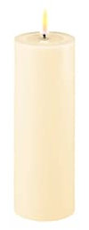 ReWu LED Kerze Deluxe Homeart, Indoor LED-Kerze mit realistischer Flamme auf einem Echtwachsspiegel, warmweißes Licht - Creme 5 x 15 cm