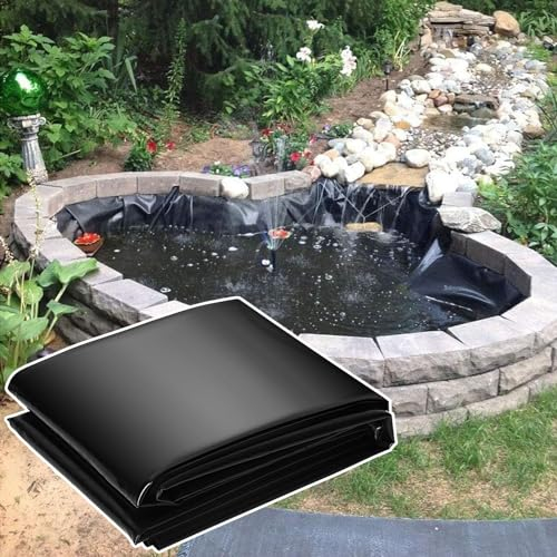 SYEUAMR Flexibel Teichfolie Wasserdicht Teichplane Undurchlässig Teichmembran Garten Teichfolien Für Fischteiche, Brunnen, Wassergarten Und Wasserfall 8×10.0 10×10.0 10×12.0 10×15.0m