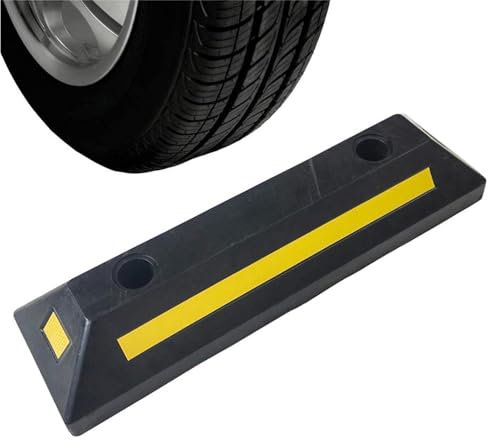 Auto Stopper - Industrie Gummi Bordsteine, Parkführungsblock | Heavy Duty Einparkhilfe Garage mit gelbem Reflexband, Heavy Duty Einparkhilfe, Gummi Parkblock Bordstein zum Parken schützt Auto