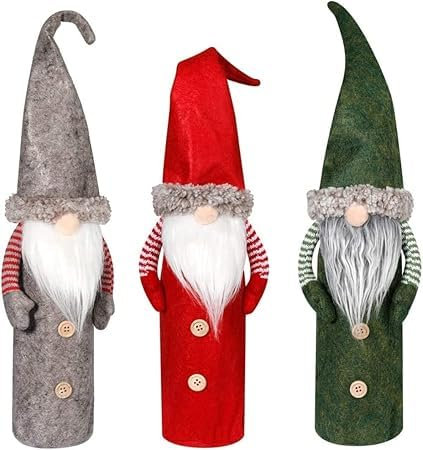 3Pcs Weihnachten Weinflaschenbeute,Weihnachten Flaschen Deko,Flaschen Beutel,Weinflaschenhülle,Weihnachten Weinflasche Cover,für Weihnachtsdeko Innen Hausdekor