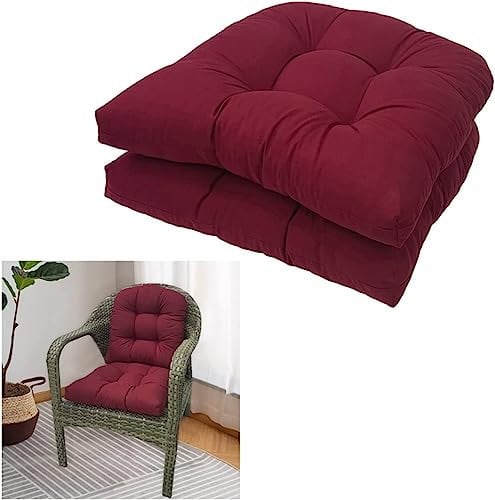 Set of 2 Rattan Garden Sofa Chair Cushions 48 x 48 cm Red Rattan Furniture Cushions for Chairs Indoor/Outdoor Furniture Cushions Weather Resistant Patio Chair Cushions