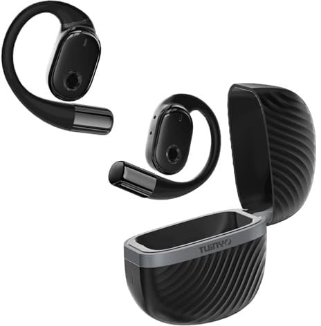 TUINYO Open Ear Headphones, True Wireless Earbuds With Bluetooth V5.4,Fast Charging,35Hrs Playtime, Waterproof for Sports, Driving, Office -pink (BLACK)