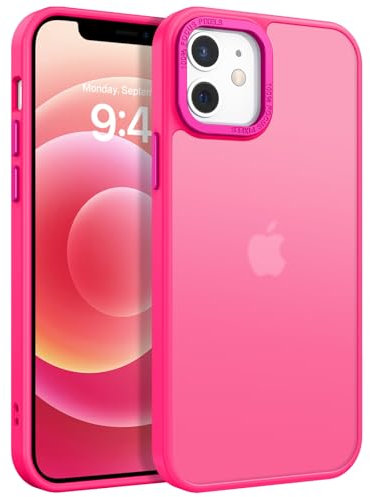 VENINGO Cover per iPhone 12/iPhone 12 Pro Custodia Compatibile con Cover Traslucida Opaca Silicone TPU Anti Impronte Digitali Custodia per iPhone 12/iPhone 12 Pro 6,1 Pollice Rosa Caldo