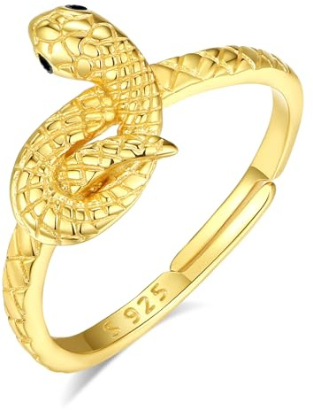 INFUSEU Offener Größenring, Verstellbar 925 Sterling Silber Modell 7-8 Zweiköpfige Schlange/gelada/umarmung/wolverine/orang-utan/drache/pentagramm Ring Geschenk für Sie