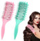 TNEDFOD 2 Stück Lockenbürste, Curly Hair Brush, Curling Roll Comb Locken, Locken Detangler Bürste, Define Styling Brush, für Damen Herren gegen Knoten und Spliss Grün Rosa