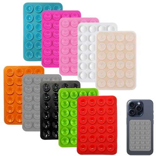 10PCS Suction Phone Case Multi Colored 24Granular Disk Phone Suction Pad Mini Anti Slip Suction Cup Mat Double Sided Suction Cup Phone Multipurpose Suction Mat Octobuddy for Mobile Power Mobile Phones