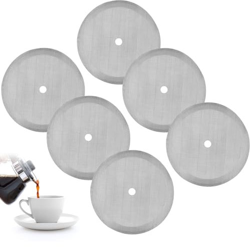 6 Pack 4 Inch Coffee Filter, for 34oz/1000ml Replacement Stainless Steel Reusable Cafetiere Mesh Screen Coffee Press Filter Mesh