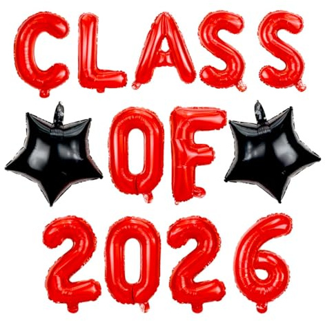bng-bng Luftballons, Graduierung 2025, Folienballons, 40,6 cm, Banner der Klasse 2025, für Abschlussfeier 2025, Dekoration, Rot, Schwarz