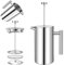 AUTOFU French Press 6-8 Cup Cafetiere, Stainless Steel 1000ml Double Walled French Press with 3 Level Filtration System, Dishwasher Safe Filter Coffee Maker with Plunger