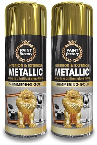 AOC24 - Metallic Shimmering Gold Spray Paint 400ml - Multipurpose Aerosol Spray Paint Shimmering Gold - Gloss Finish Use On Metal, Wood, Plastic, Furniture - Spray Paint Interior Exterior (2)