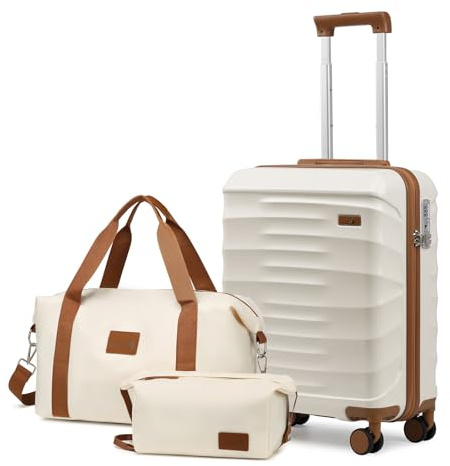 Sea choice Valise Rigide Cabine 55x40x20cm avec Trousse de Toilette et Sacs | 3 Pièces Valises,Légère ABS Durable Trolley,avec Serrure TSA & 4 Roues et Brakesystem,Compartiment sec/humide,Taille Moyenne