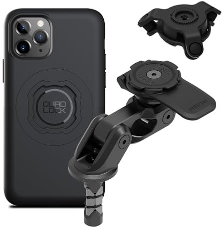 Quad Lock Motorcycle Fork Stem Mount PRO Kit with Vibration Dampener and MAG Phone Case for iPhone 11 Pro