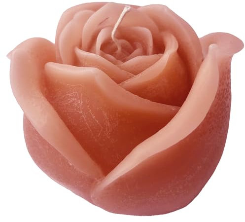 Candele Artigianale - Bocciolo di Rosa - Colore Rosa Polvere- Non Profumata - 8 x 8 cm- con Sacchetto Regalo - Cereria Di Giorgio