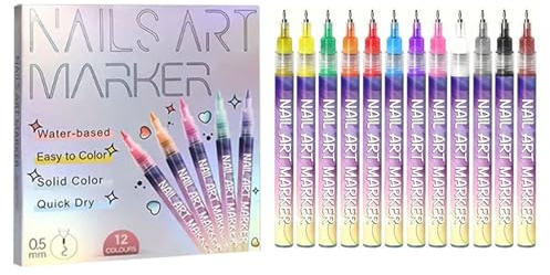 12 Farben Nagellack Stift Set,Nail Art Markert,Nagelkunststift Diy Linie Nagelkunst Graffiti,Nagelspitze Nail Art Beauty Schmücken Maniküre Werkzeuge,Nagellackstifte Für Nägel,Nagellack Stift