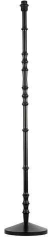 Happy Homewares Classic Vintage Black Wood Floor Lamp Base with Sleek Reeded Stem Pole Design | 140cm x 25cm | Inline Foot Switch on Black Cable