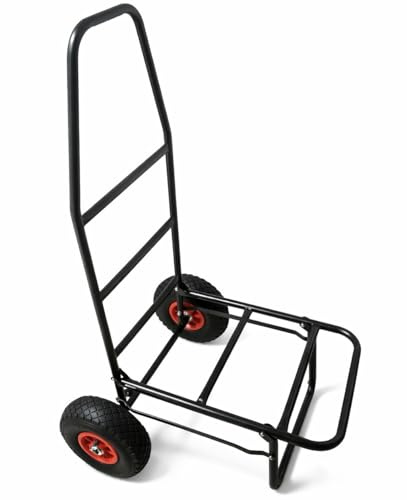 Sackkarre Transportkarre klappbar mit Luftreifen, Schwarz mit Roten Rädern, 100 kg Tragkraft, 102 x 58 cm, Angel Trolley Handkarre Angelwagen Angelkarre