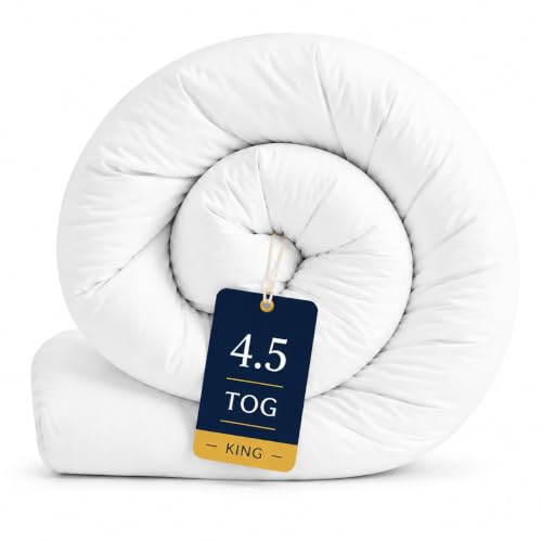 MK Home Textile Hotel Quality 4.5 Tog King Size Duvet Lightweight Summer Quilt Ultra-Soft Fluffy Hollowfibre Anti-Allergy King Size Bed Duvet Machine Washable