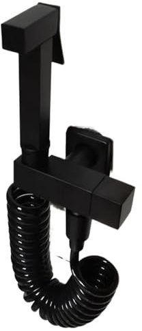 ZYCHSJXA Grifo bidé de Cobre Cuadrado Negro Individual para Inodoro, Ducha de Agua fría, Boquilla rociadora BD0 (Juego b)
