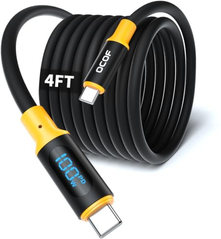 1.2M USB C to USB C Cable, 100W 5A Fast Charging Cable [with LED Display] | Type C Fast Charging Cord for MacBook Air Neo Pro, iPhone 17 16 15 Pro Max, Galaxy S26 S25 S24 Ultra, iPad Pro