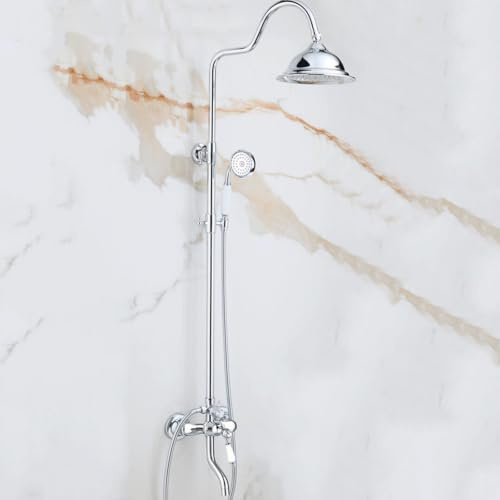 ZYCDP Columna Ducha Vintage Monomando Conjunto de Ducha Empotrado con 3 Funciones Cromado