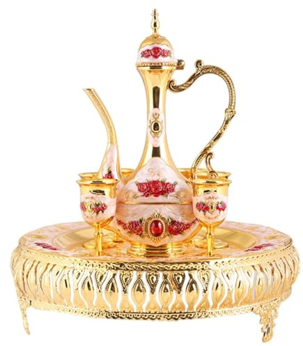 Set da tè in caffettiera in lega di zinco | Multicolor: for caffè, tè, vino, display domestico(Pink)