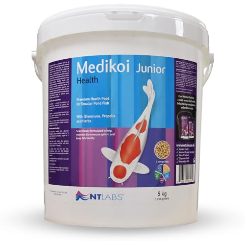 NT Labs Medikoi Health Pond Fish Food Junior 3mm Floating Pellets (5kg) | Premium spring and summer fish pellets contain natural propolis and herbal extracts to support excellent body condition.
