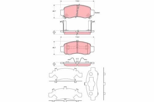 TRW GDB3376 Brake Pad Set of 4 Compatible for Honda INSIGHT (ZE) 2000-2006 Front Axle and Other Vehicles