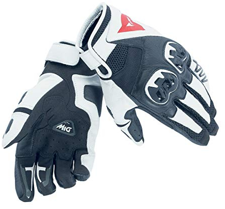 Dainese Mig C2 Unisex Motorradhandschuhe, Black/White/Black, Größe XL