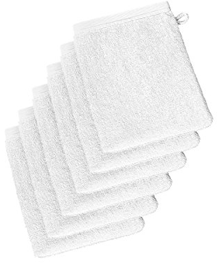 De Witte Lietaer 201445 Wellness Lot de 6 Gants de Toilette Coton Blanc 15 x 22 cm