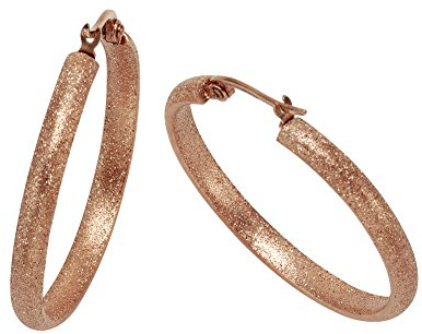 Zeeme Stainless Steel Damen Creolen Edelstahl 3,4cm Diamantiert rot 389010103