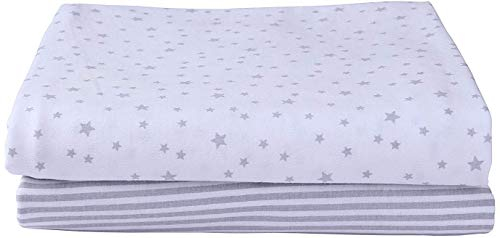 Clair de Lune Bedruckte Laken, für Baby-Körbchen, Grau, 2 Stück