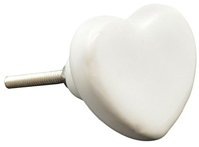 Nicola Spring Ceramic Cupboard Drawer Knobs - Heart Design - White