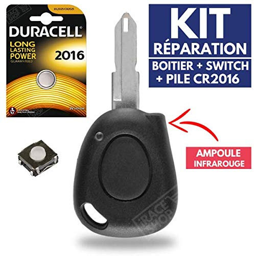 Coque de Clé Plip Boitier Télécommande Renault Laguna Safrane Megane Scenic Clio Twingo Espace + Pile CR2016 - Kit iRace Keys®