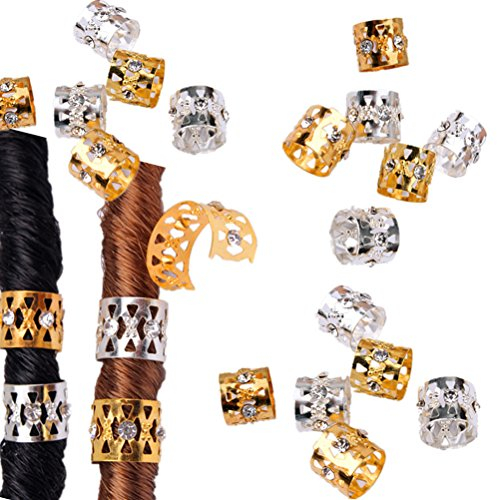 Cuhair Haarclips, Haarspange, Dreadlock-Perlen, 30 Stück (15 silberfarben, 15 goldfarben), Haaraccessoire für Damen