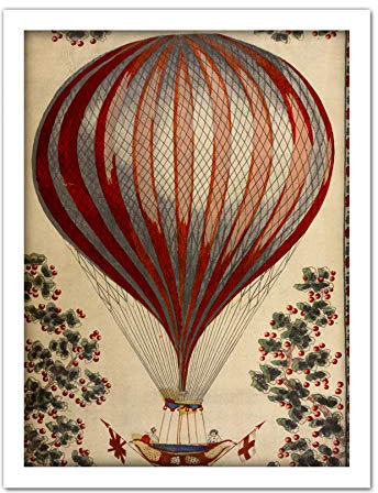 Fine Art Prints Le Vaulx Origins Bucheinband, gerahmter Wandkunstdruck, Motiv: Flugballon, 45,7 x 61 cm