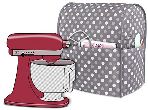 Luxja Dust Cover for KitchenAid Pastry Processor and Additional Accessories (Suitable for 4.3 Litre and 4.8 Litre KitchenAid Dough Processor), Grey Dots