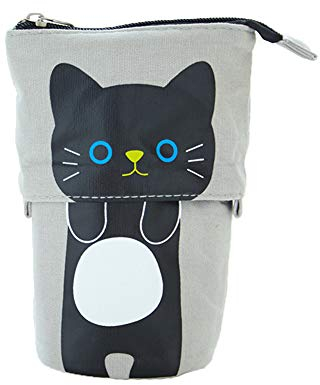 Federmäppchen Große Kapazität Cartoon-Katze Stehbleistiftbeutel Mäppchen Halter Stiftetasche Griff Make-up Tasche mit HalterSchreibwaren Veranstalter für Schule & Büro Damen Mädchen