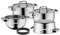 WMF Compact Cuisine Topfset Induktion 4-teilig, Kochtopf Set mit Glasdeckel, Cromargan Edelstahl poliert, Töpfe Set unbeschichtet, Innenskalierung