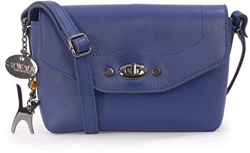 Catwalk Collection Handbags - Damen Leder Umhängetasche - Crossbody Bag/Handtasche Klein - Verstellbarer Schultergurt - Florence - Blau