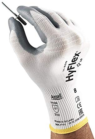 Handschuhe HyFlex 11-800 Gr.10 weiß/grau NYL.m.Nitrilschaum EN 388 Kat.II 12er