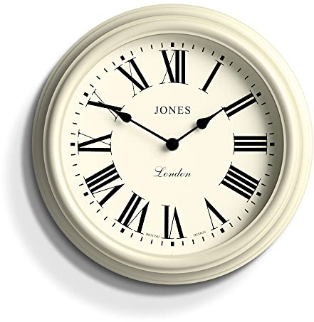JONES CLOCKS® Venetian wanduhr | Klassische runde Uhr | 30cm | Blasscreme | Römische ziffern | Traditionelles Design, ideal für küche, Wohnzimmer oder Schlafzimmer