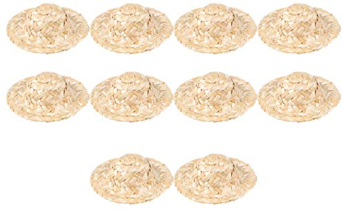 10pcs mini sombreros de muñeca sombreros de pequeños sombreros de naturales para diy craft 9cm