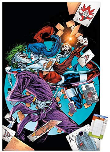 Trends International DC Comics – The Joker and Harley Quinn – Love Hurts Wandposter, 37,4 x 56,8 cm, Premium-Poster & Passepartout Bundle