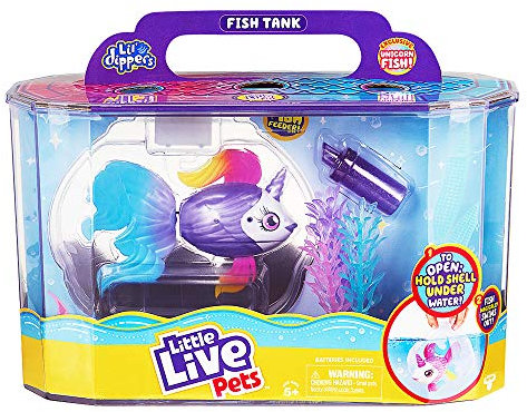 Little Live Pets Lil' Dipper Spielset mit exklusivem, interaktivem Lil Dipper Fisch Unicornsea, Aquarium und weiterem Zubehör - mit Wow-Effekt beim Auspacken im Wasser (26164)