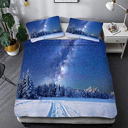 Timiany Bettwäsche 3D Galaxis Mikrofaser Bettbezug 155×200 Bettwäsche Set 3 Teilig, Bettbezüge Mit Reißverschluss Und 2 Kissenbezug 50x75cm (Planet,220x240+80x80)