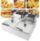 Friteuse électrique double en acier inoxydable avec panier à friture 12 l 5000 W