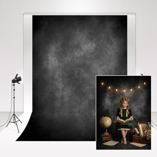 Kate Backdrops for Photography 1.5x2.2m/5x7ft Gradient Black Gray Studio Photo Backdrop Hazy Fog Art Photography Background Magazine Advertisement Shooting Photo Booth Youtube Video Backdround
