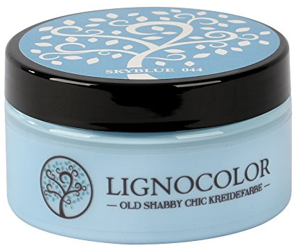 Lignocolor 100ml Kreidefarbe (Sky Blue) Shabby Chic Lack Landhaus Stil Vintage Look Chalky finish