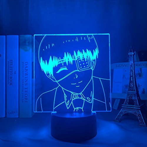 3D Anime Tokyo Ghoul Lamp Ken Kaneki Luce per bambini Room Decor Night Light Regalo di compleanno Manga Gadget Tokyo Ghoul Lamp -16 colori